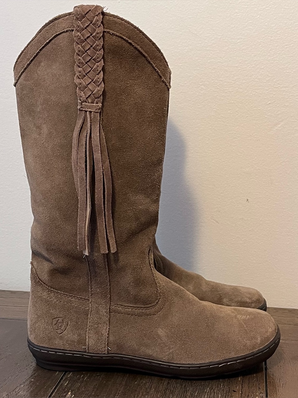 Ariat Sassafras Brown Suede Braided Tassel Boots Womens 7.5 - Picture 5 of 10